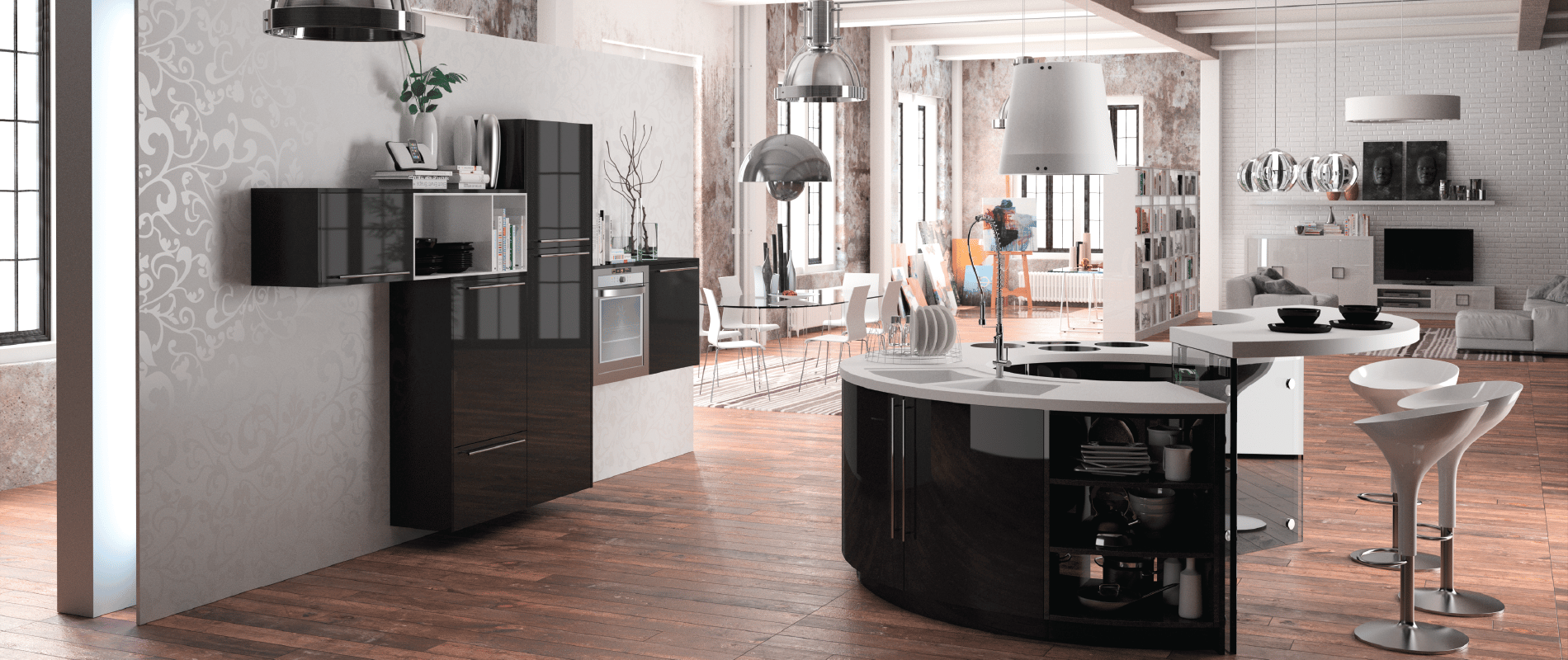 Belle cuisine design ronde alicante 5 haut de gamme, sur mesure