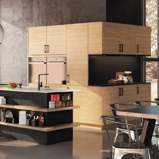 Cuisine contemporaine + décor bois Gaïa Zenit Haut de gamme