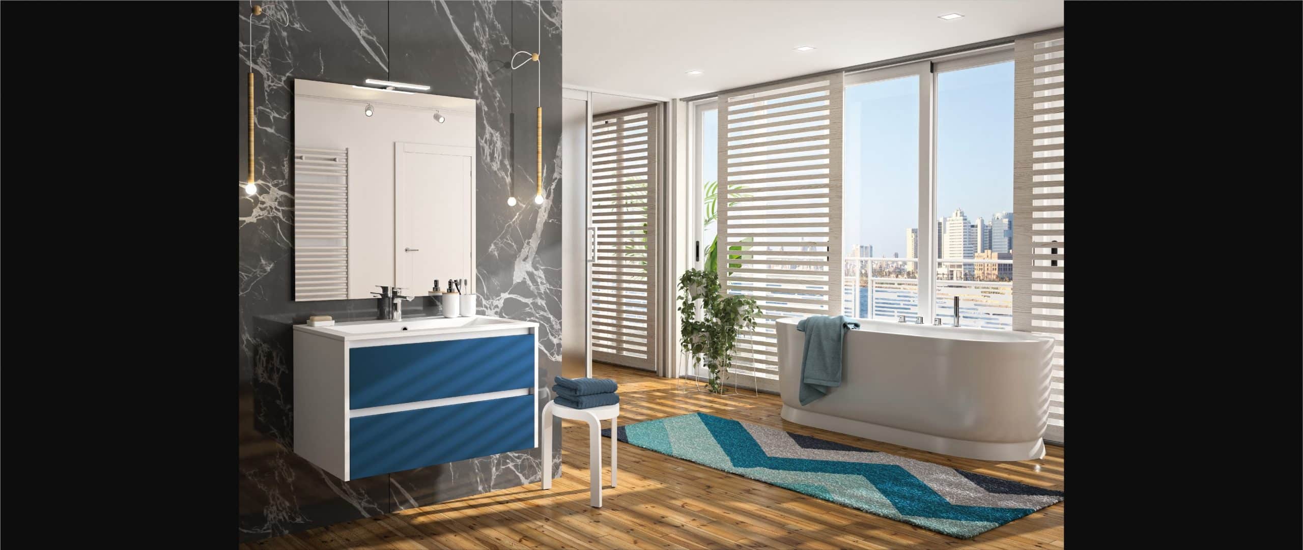 salle de bains zaho bleue océan haut de gamme contemporaine design